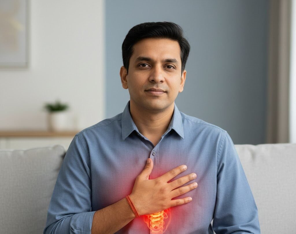 एसिडिटी में पेट और फूड पाइप में एसिड रिफ्लक्स का चित्र